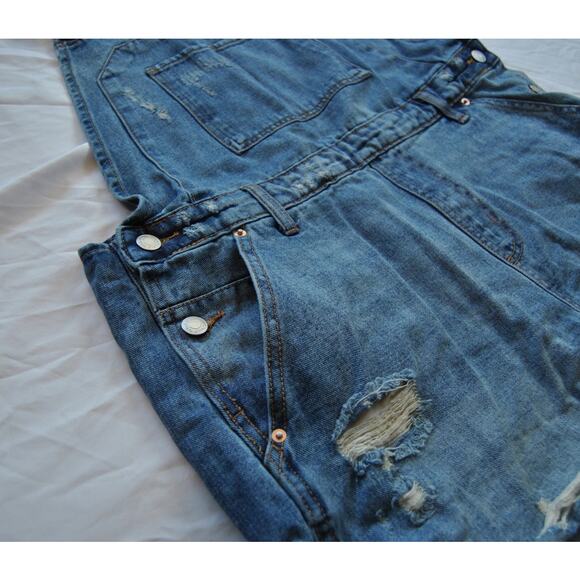 Wild Fable Overalls Shorts Blue Jean Large - Picture 4 of 9